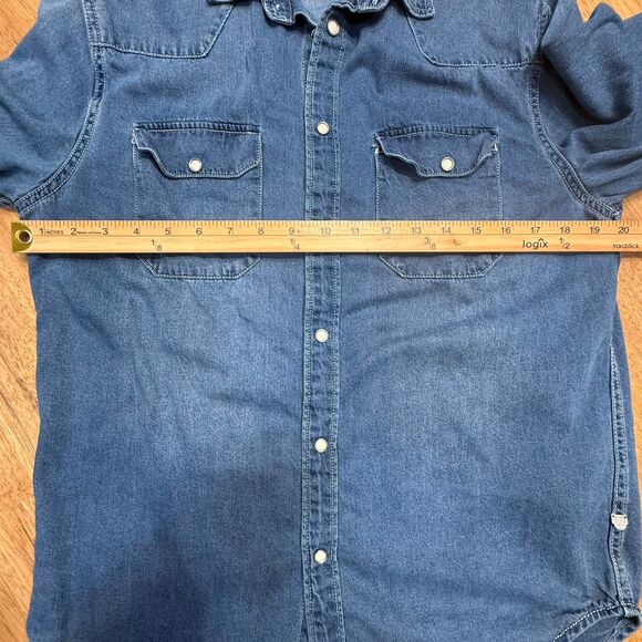Women’s Denim Pearl Snap Cowboy Western Dark Wash Medium Zara - Picture 6 of 12